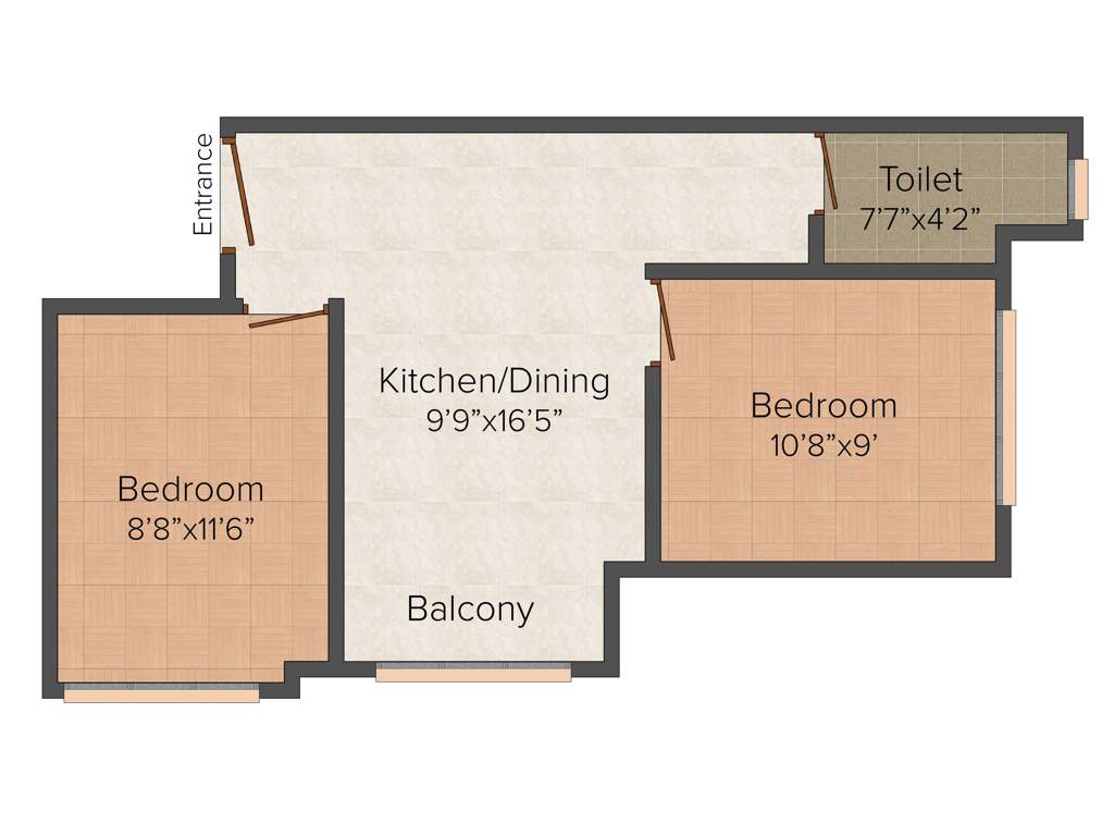 Pacific Rose (2BHK+1T (685 sq ft) 685 sq ft)