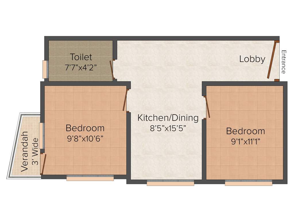 Pacific Rose (2BHK+1T (690 sq ft) 690 sq ft)
