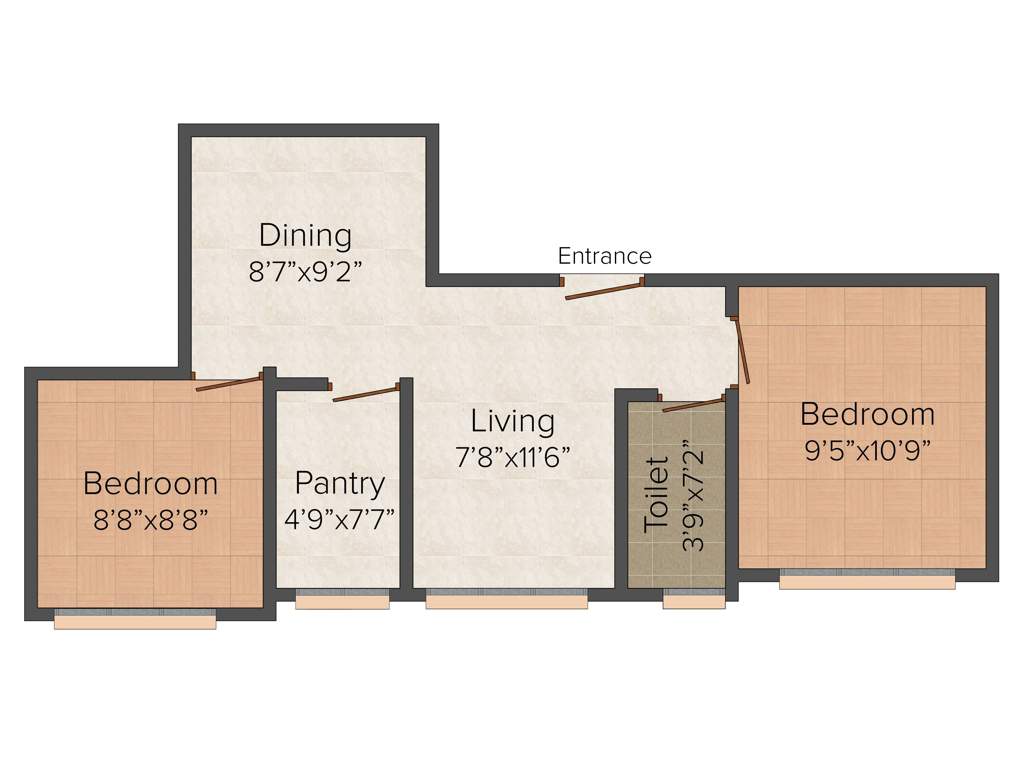 Pacific Rose (2BHK+1T (693 sq ft) 693 sq ft)