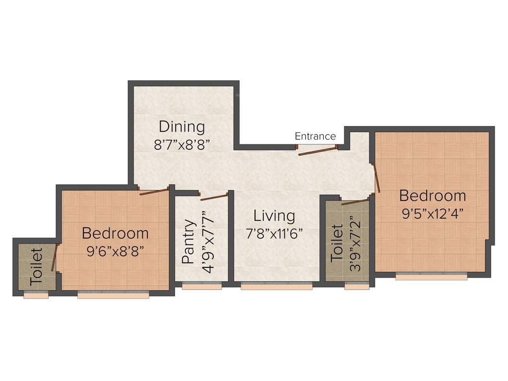 Pacific Rose (2BHK+2T (765 sq ft) 765 sq ft)