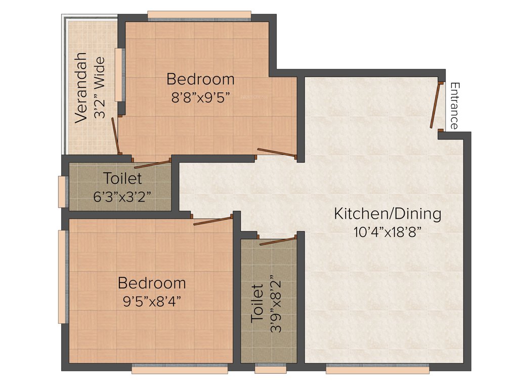 Pacific Rose (2BHK+2T (794 sq ft) 794 sq ft)