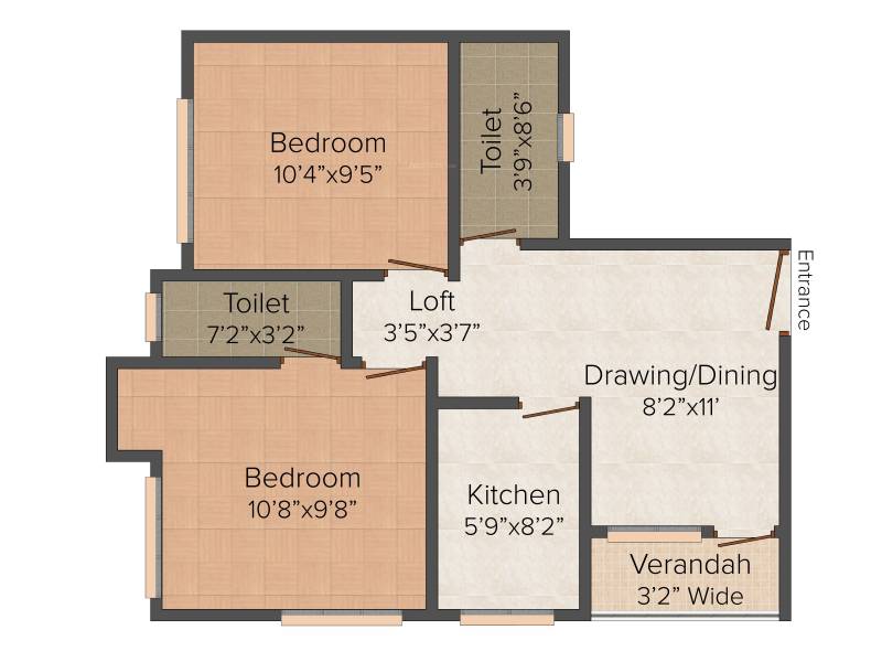 Biswas Deb Icon (2BHK+2T (827 sq ft) 827 sq ft)