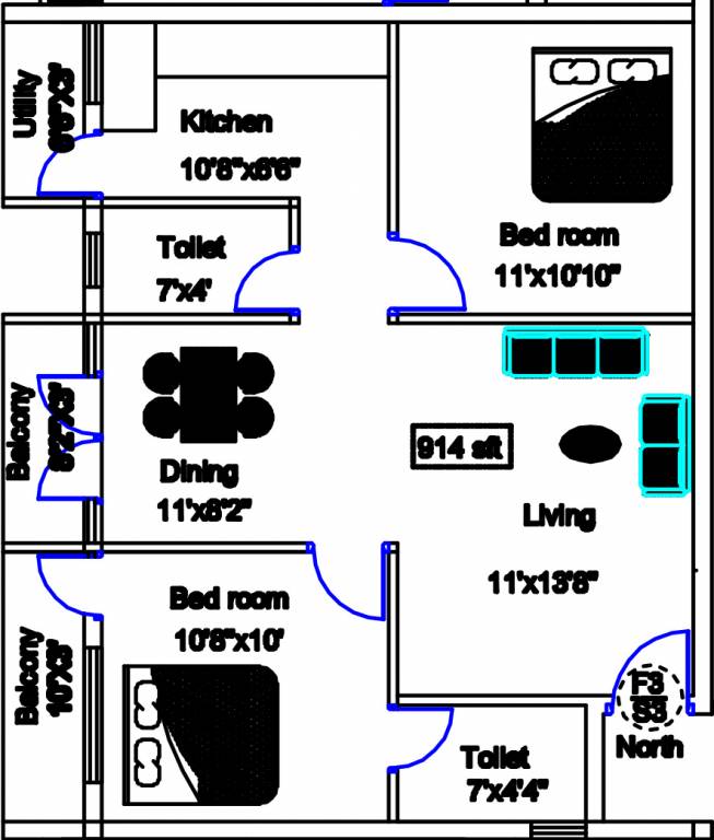 Harini Aishwaryam (2BHK+2T (914 sq ft) 914 sq ft) Harini Aishwaryam (2BHK+2T (914 sq ft) 914 sq ft)