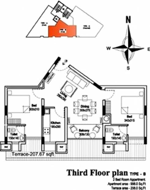 Alhind Rhazes Floor Plan (2BHK+2T (1,206 sq ft) 1206 sq ft)