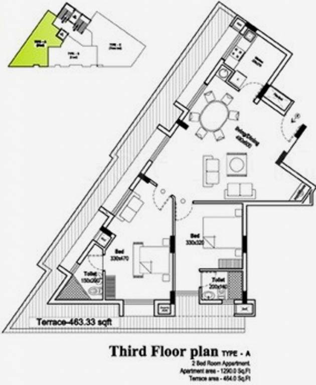 Alhind Rhazes Floor Plan (2BHK+2T (1,754 sq ft) 1754 sq ft)
