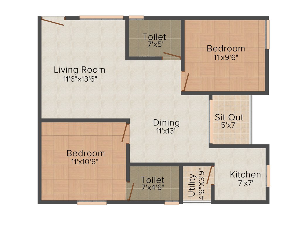 Purnima Elite (2BHK+2T (990 sq ft) 990 sq ft)
