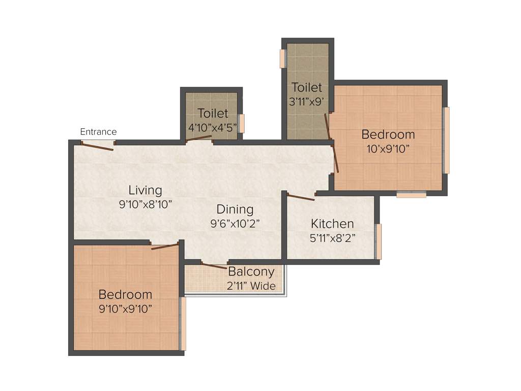 Pacific Philomel Heights (2BHK+2T (826 sq ft) 826 sq ft)