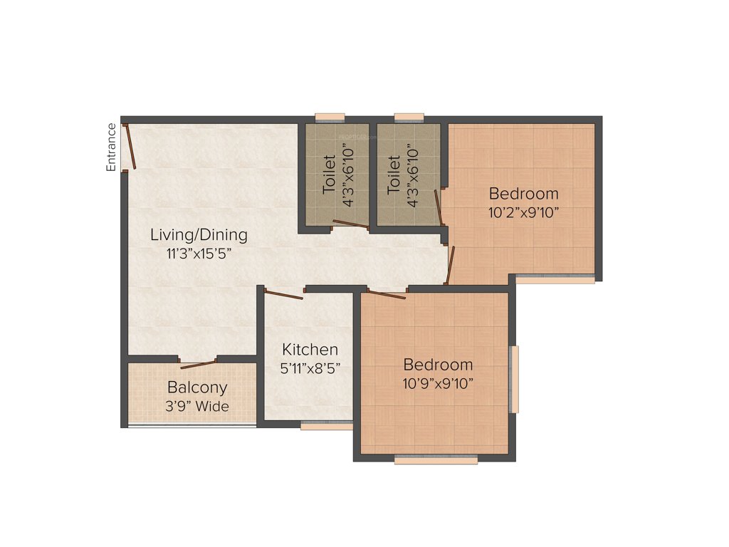 Pacific Philomel Heights (2BHK+2T (830 sq ft) 830 sq ft)