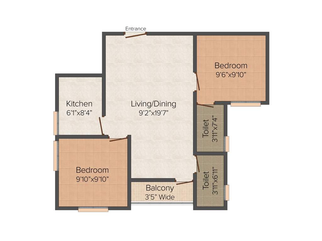 Pacific Philomel Heights (2BHK+2T (870 sq ft) 870 sq ft)