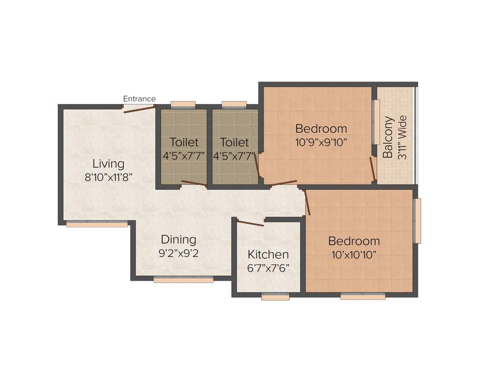 Pacific Philomel Heights (2BHK+2T (880 sq ft) 880 sq ft)