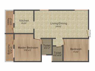 SV Luxuria (2BHK+2T (1,050 sq ft) 1050 sq ft)