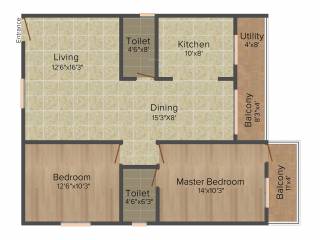 SV Luxuria (2BHK+2T (1,155 sq ft) 1155 sq ft)