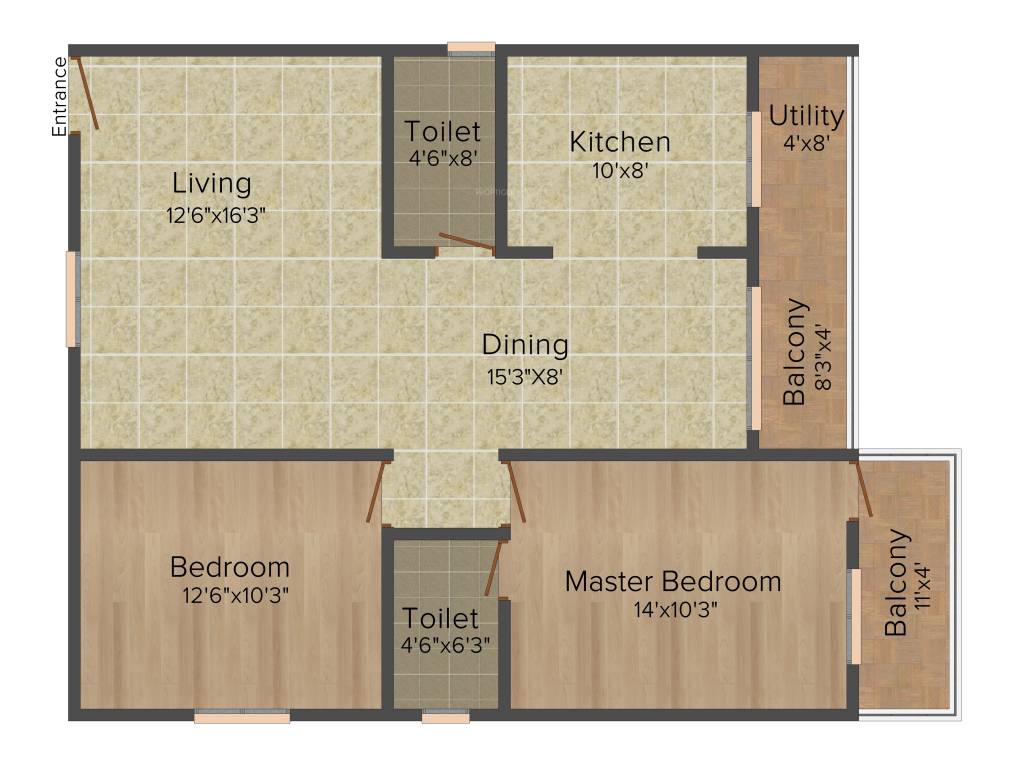 SV Luxuria (2BHK+2T (1,155 sq ft) 1155 sq ft)