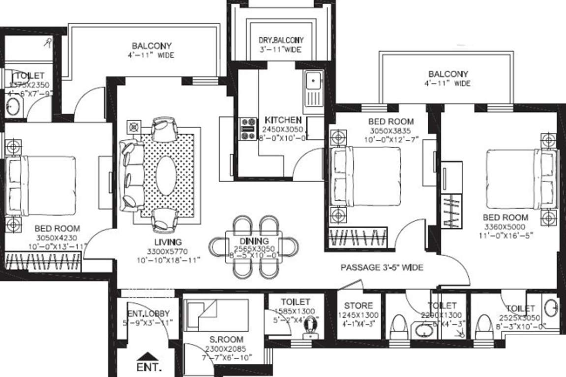DLF New Town Heights (3BHK+4T (1,930 sq ft)   Servant Room 1930 sq ft)