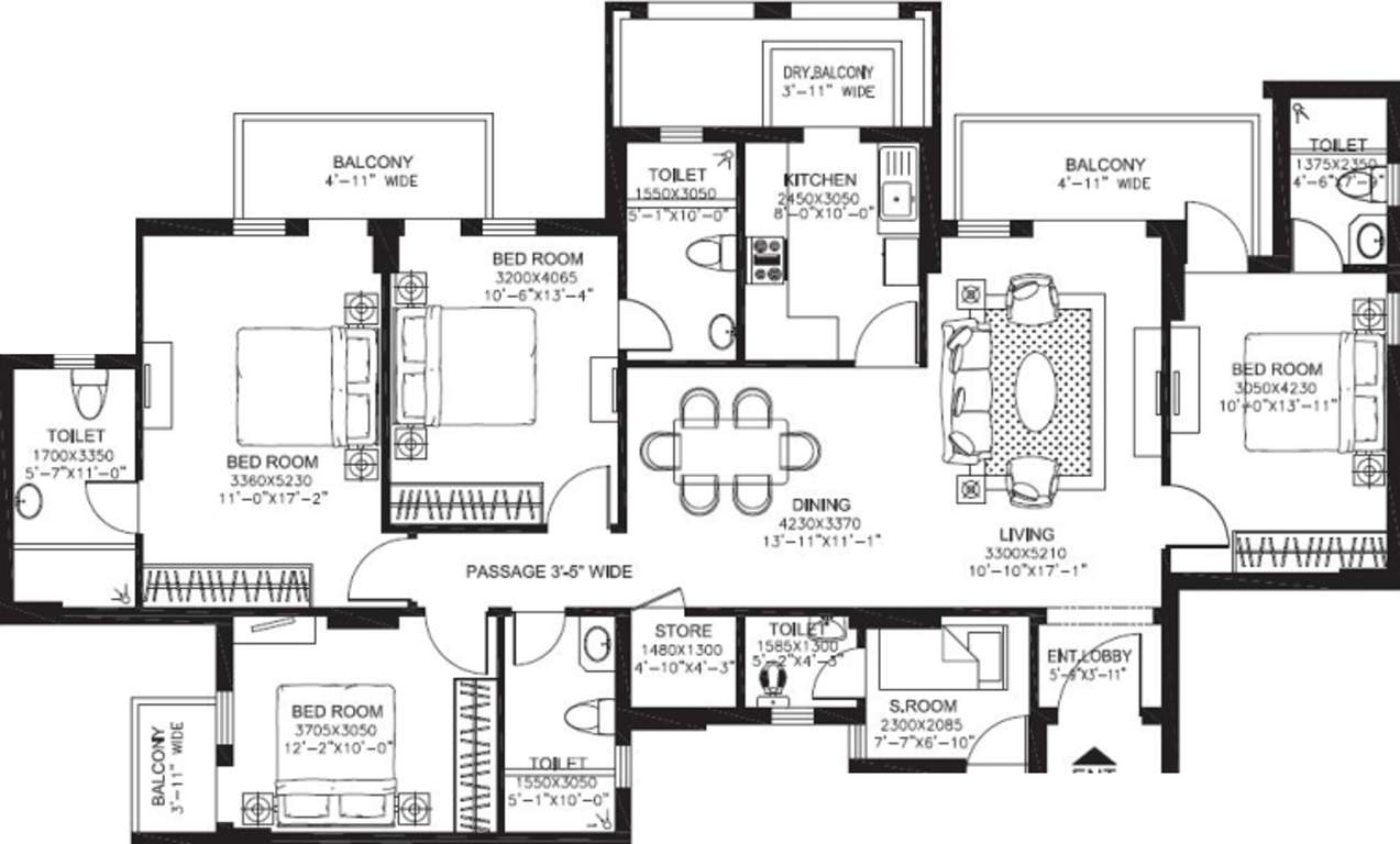 DLF New Town Heights (4BHK+5T (2,230 sq ft)   Servant Room 2230 sq ft)