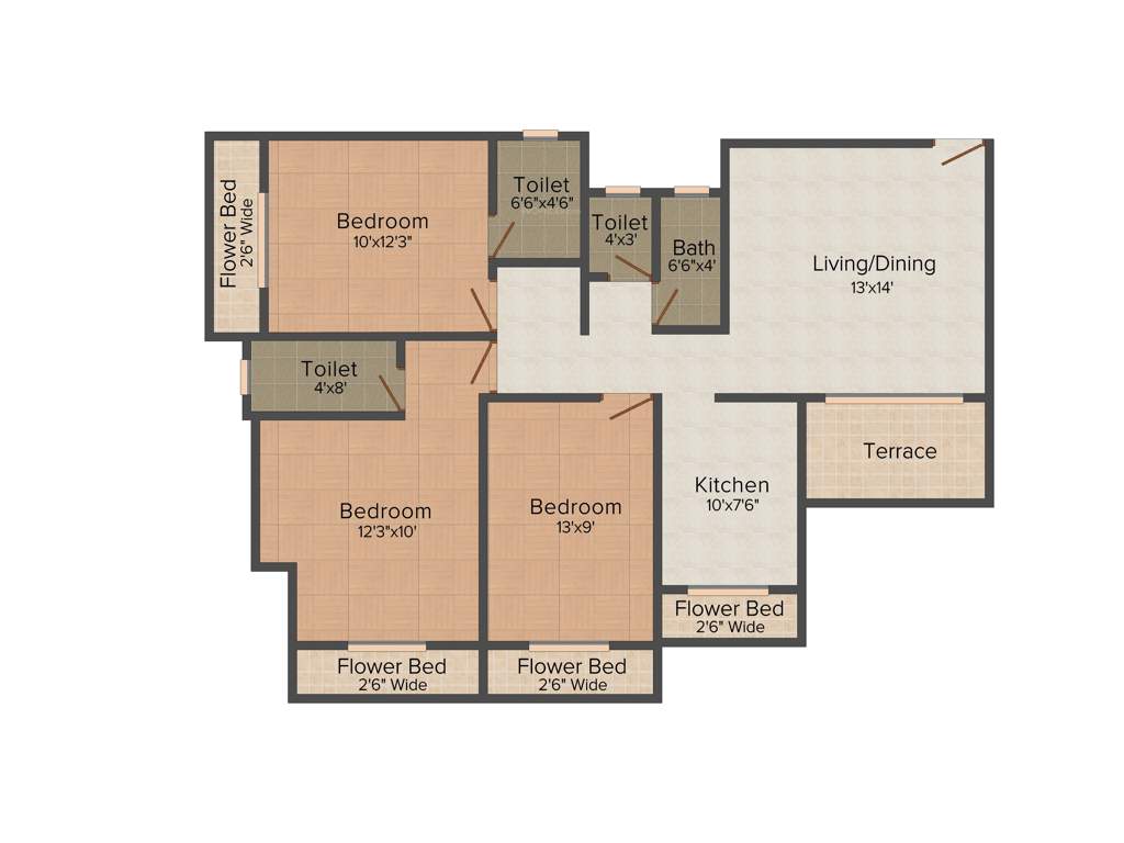 Gopal Krishna Heights (3BHK+3T (1,325 sq ft) 1325 sq ft)