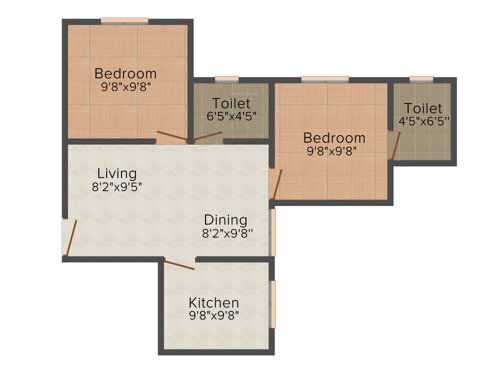 Ganga Nandika (2BHK+2T (690 sq ft) 690 sq ft)