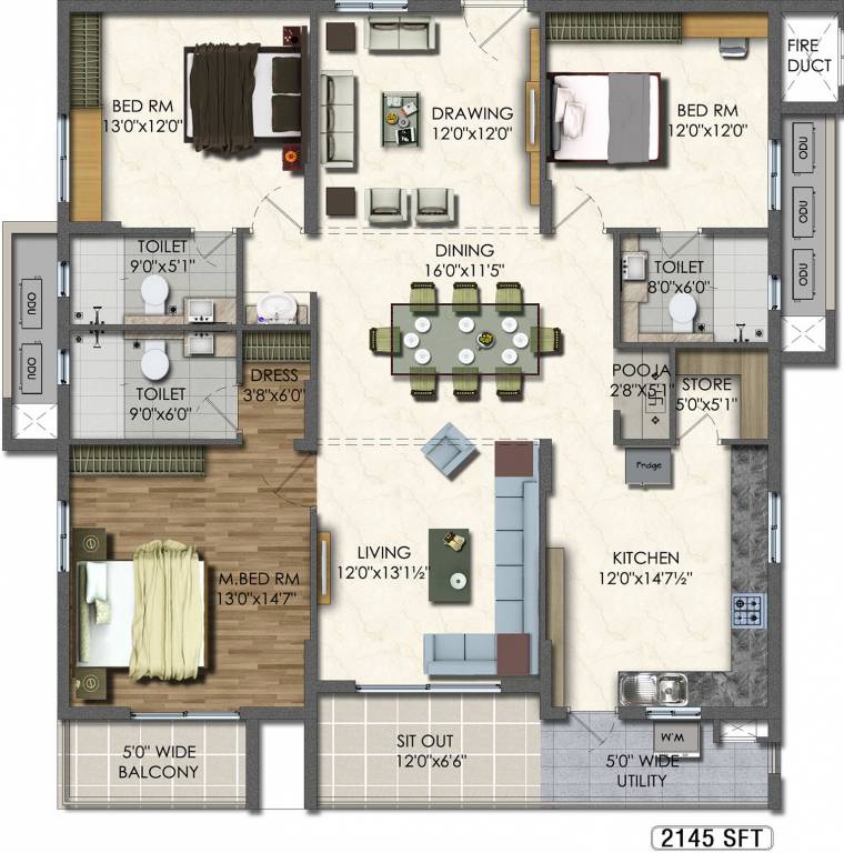 Aparna Westside (3BHK+3T (2,145 sq ft) Pooja Room 2145 sq ft) Aparna Westside (3BHK+3T (2,145 sq ft) Pooja Room 2145 sq ft)
