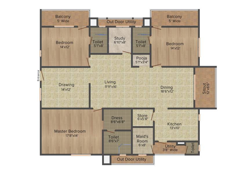 Aparna Westside (3BHK+4T (2,615 sq ft)   Study Room 2615 sq ft)