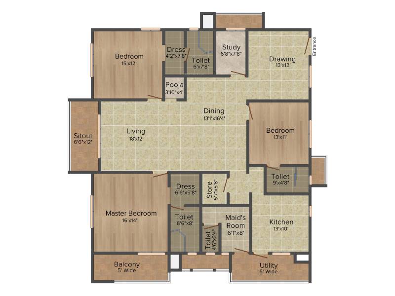 Aparna Westside (3BHK+4T (2,635 sq ft)   Study Room 2635 sq ft)