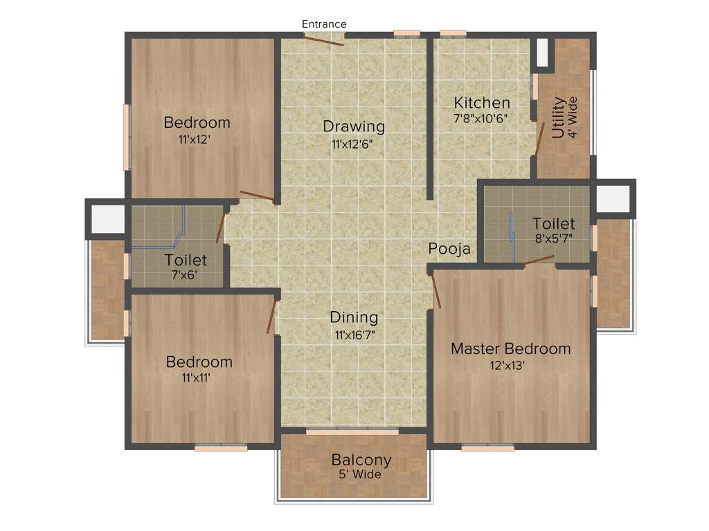 Aparna Serene Park (3BHK+2T (1,490 sq ft)   Pooja Room 1490 sq ft)