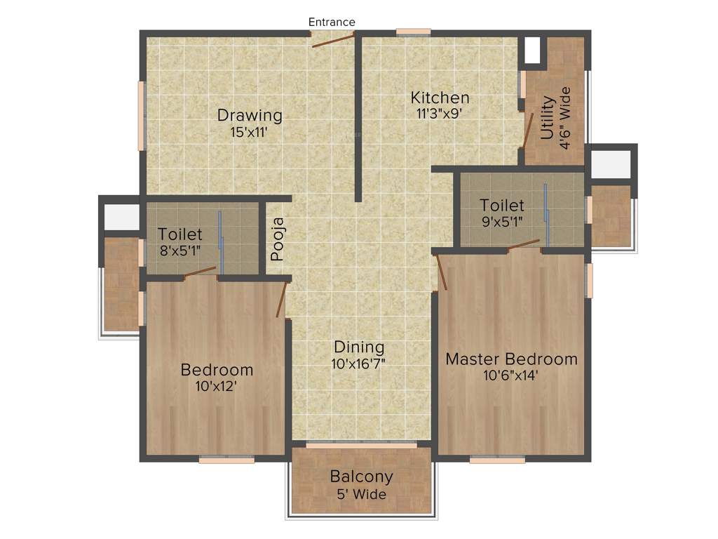 Aparna Serene Park (2BHK+2T (1,295 sq ft)   Pooja Room 1295 sq ft)