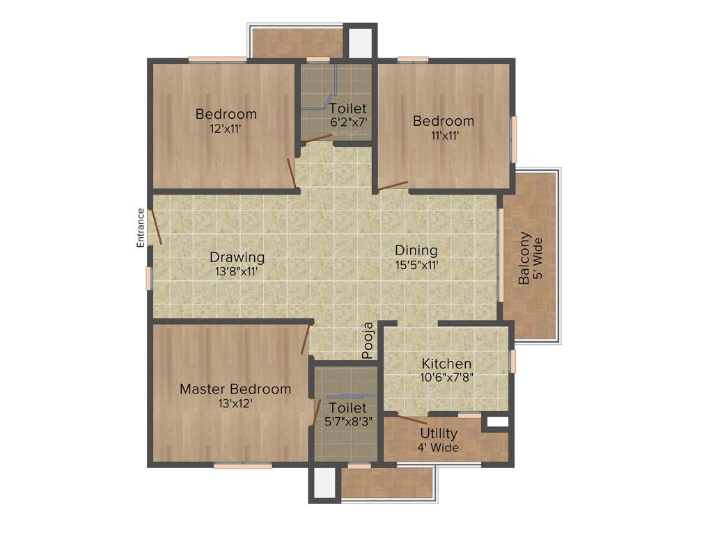 Aparna Serene Park (3BHK+2T (1,505 sq ft)   Pooja Room 1505 sq ft)