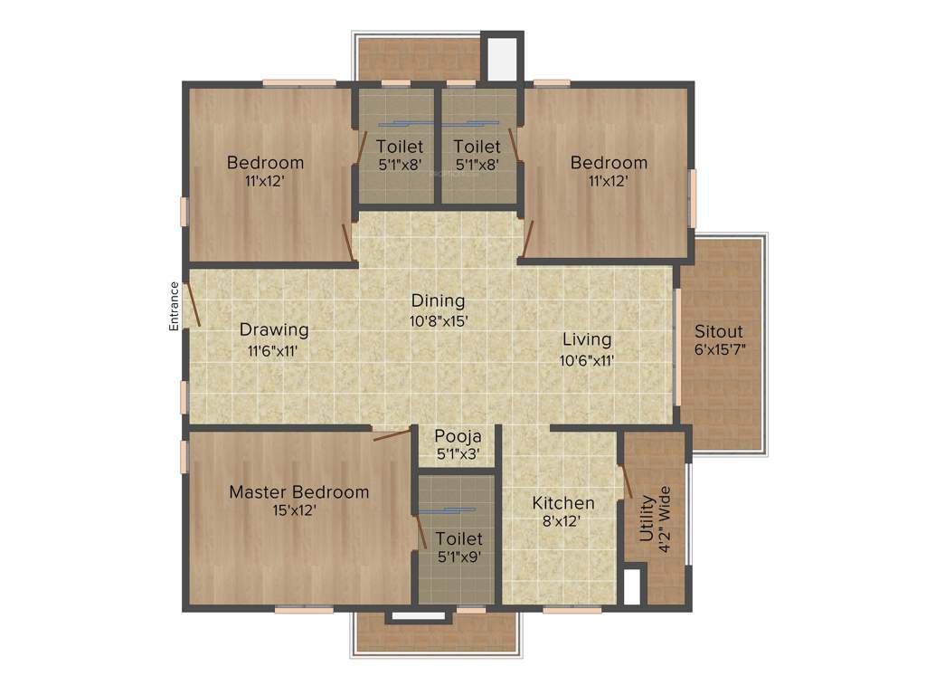 Aparna Serene Park (3BHK+3T (1,730 sq ft)   Pooja Room 1730 sq ft)