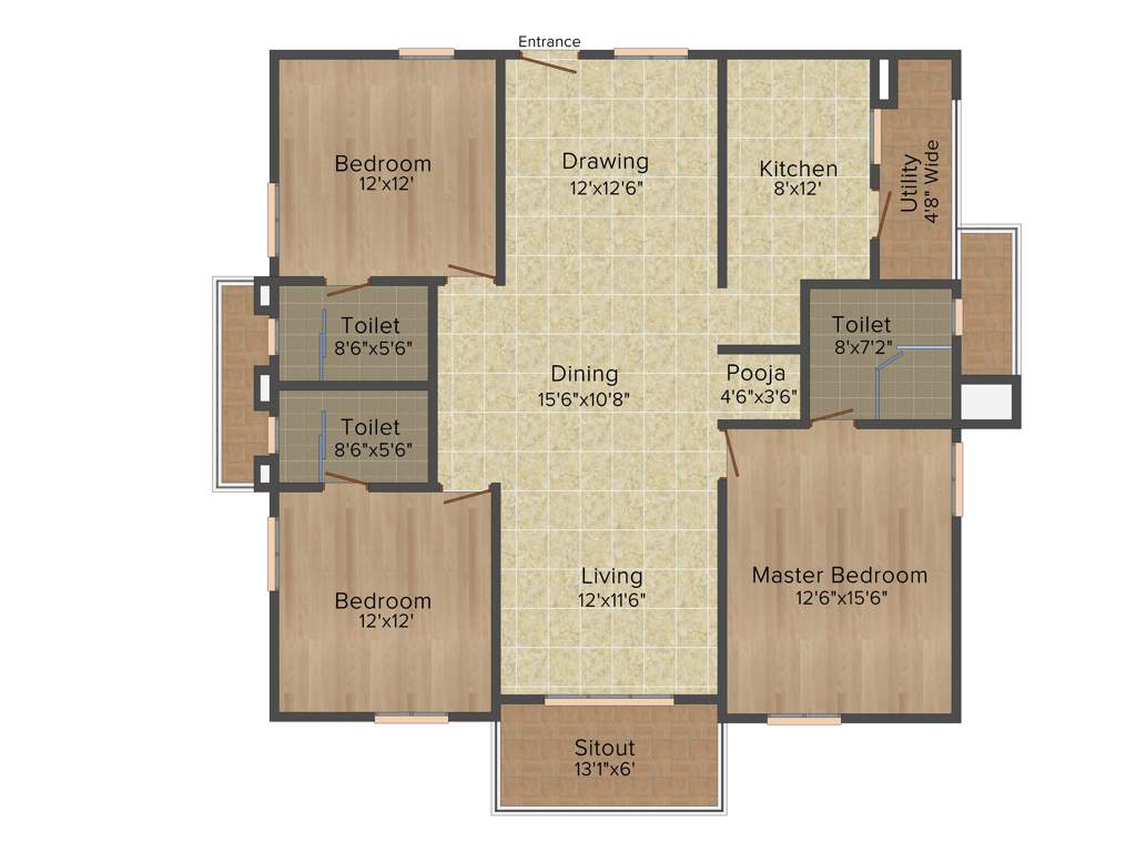 Aparna Serene Park (3BHK+3T (1,880 sq ft)   Pooja Room 1880 sq ft)