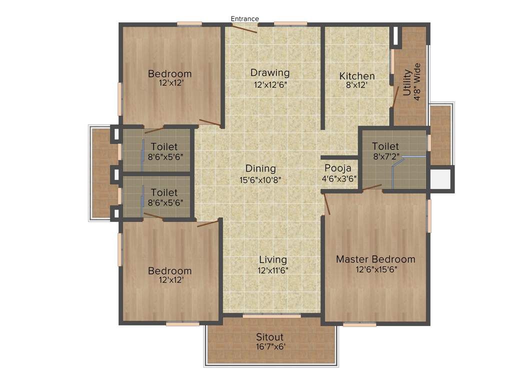 Aparna Serene Park (3BHK+3T (1,900 sq ft)   Pooja Room 1900 sq ft)