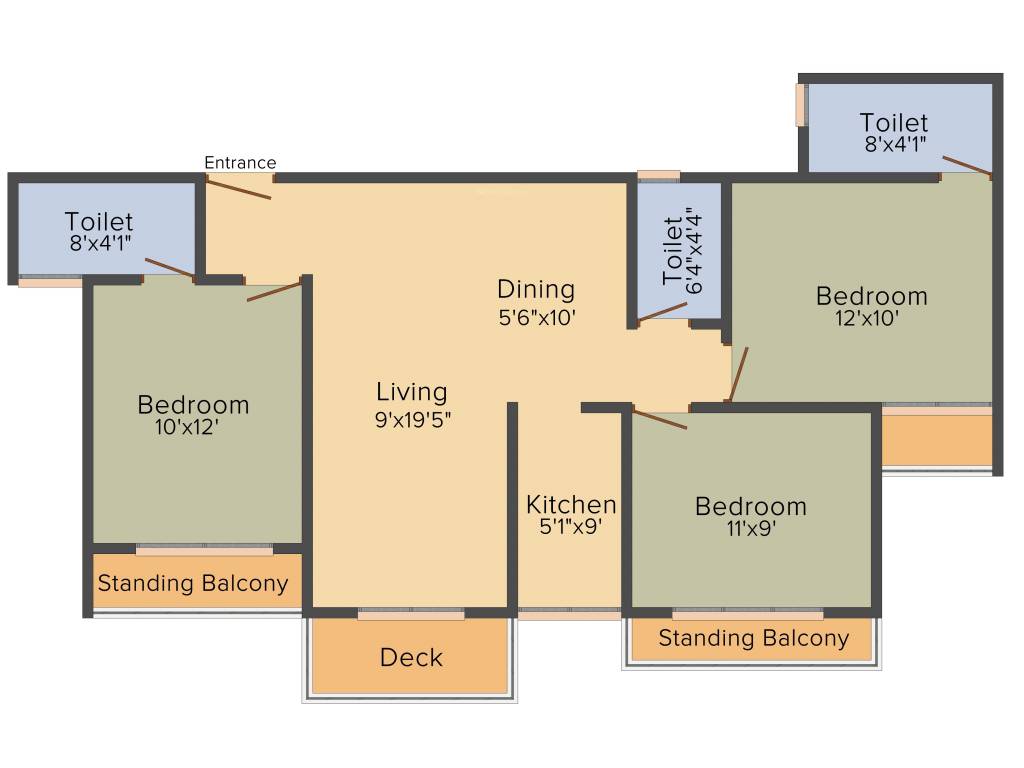 Cancun Skylark (3BHK+3T (1,250 sq ft) 1250 sq ft)
