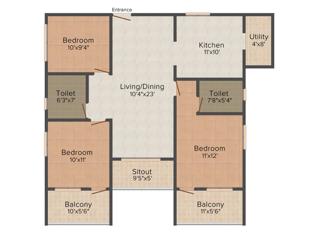 Radiant Silver Bell 2 (3BHK+2T (1,330 sq ft) 1330 sq ft)