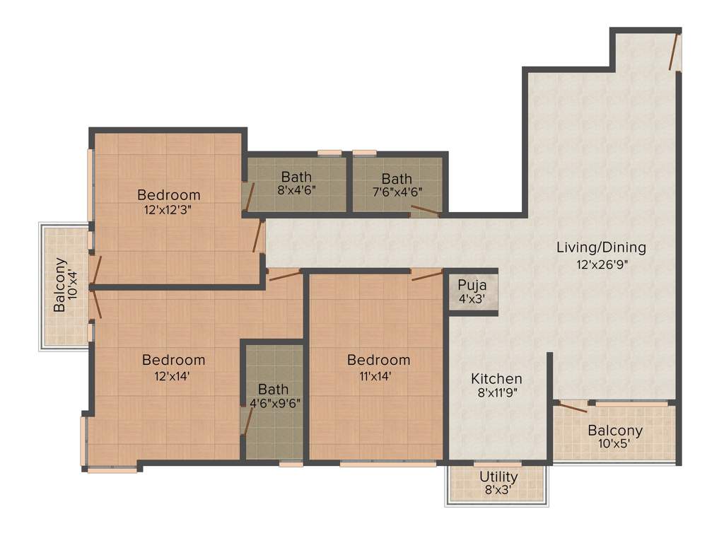 Vaibhav Grand Palace (3BHK+3T (2,023 sq ft)   Pooja Room 2023 sq ft)