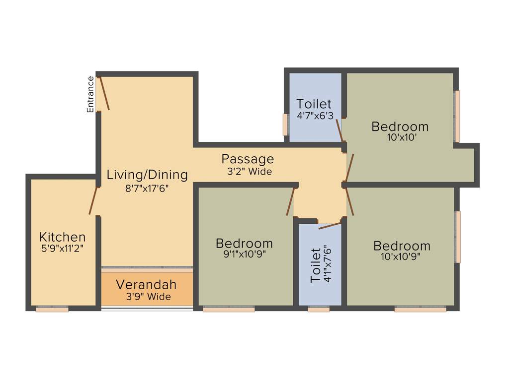 Purti Jewel (3BHK+2T (1,074 sq ft) 1074 sq ft)