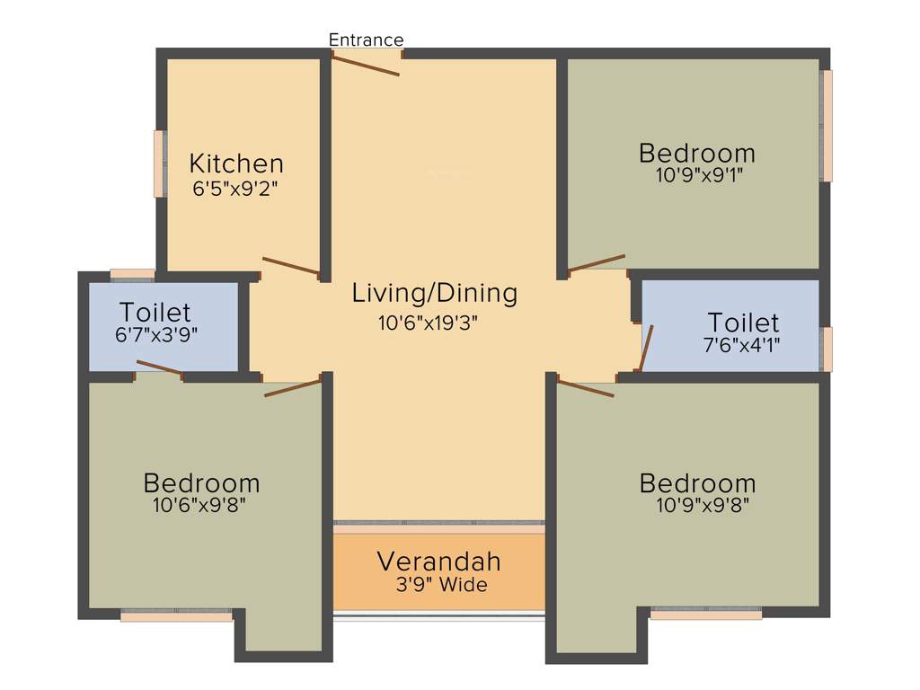 Purti Jewel (3BHK+2T (1,091 sq ft) 1091 sq ft)