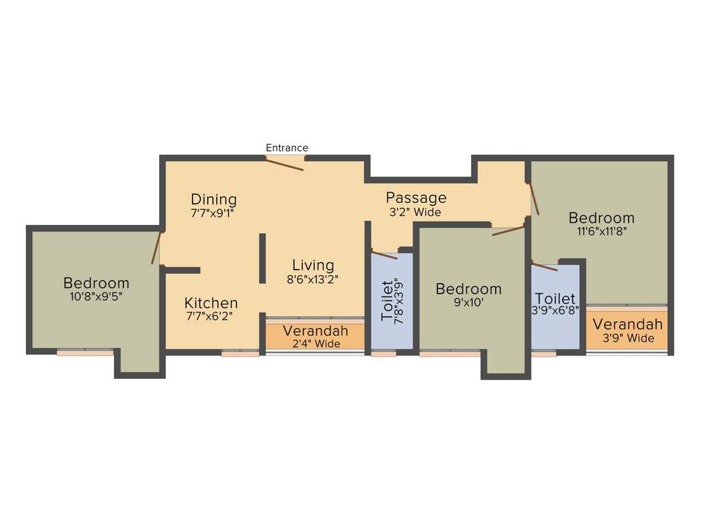 Purti Jewel (3BHK+2T (1,127 sq ft) 1127 sq ft)