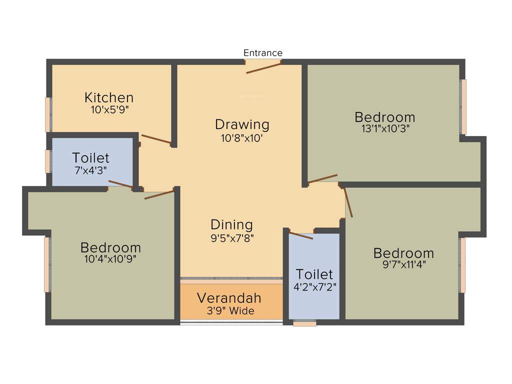 Purti Jewel (3BHK+2T (1,160 sq ft) 1160 sq ft)