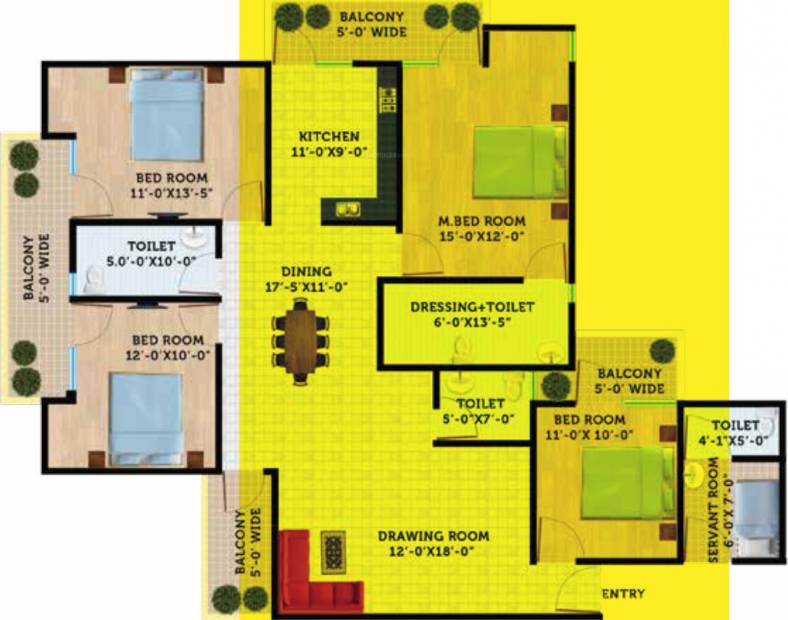 Revanta Suryaa Homes (4BHK+3T (2,200 sq ft)   Servant Room 2200 sq ft)