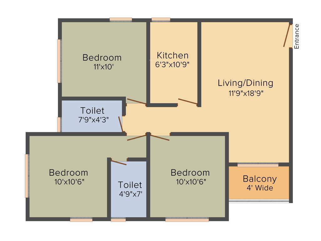 Starom Millenia (3BHK+2T (1,140 sq ft) 1140 sq ft)