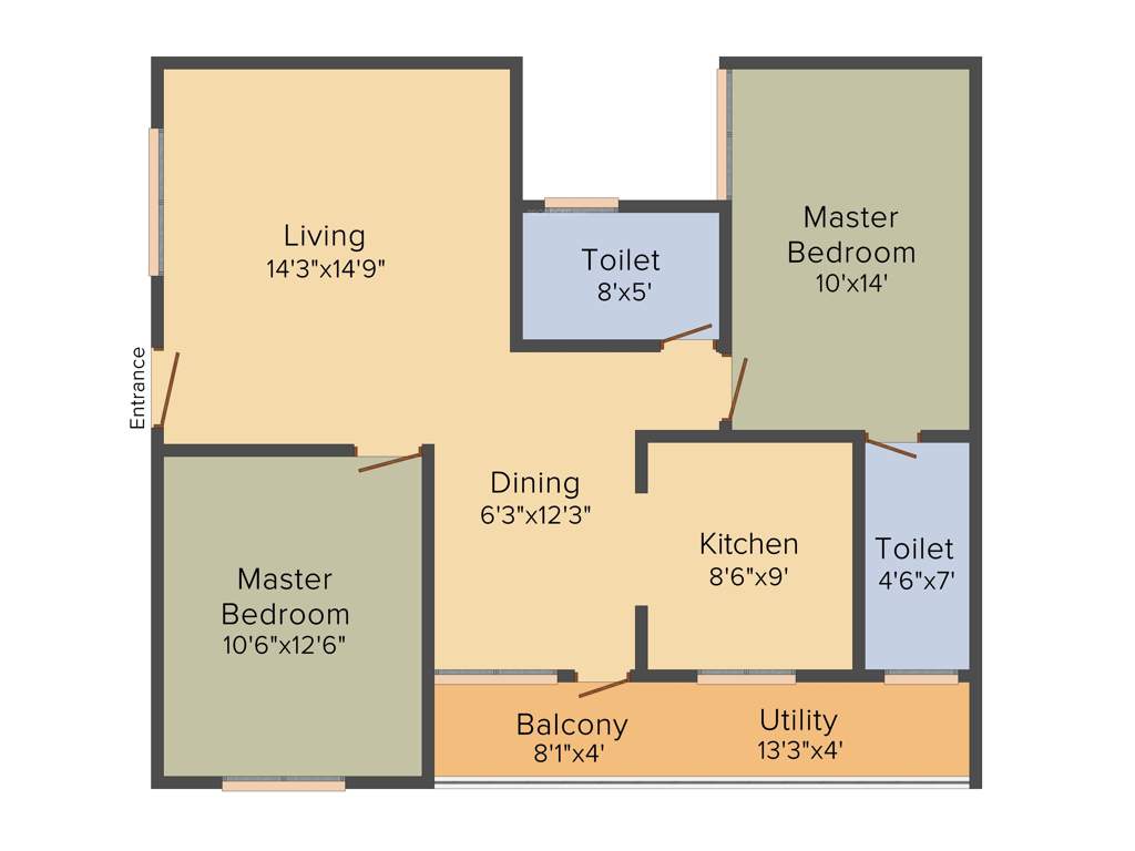 Druva Daffodils (2BHK+2T (1,145 sq ft) 1145 sq ft)