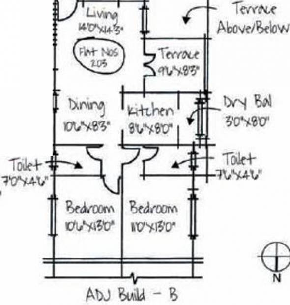 Pinnacle Pinnacle Apartment (2BHK+2T (1,070 sq ft) 1070 sq ft)