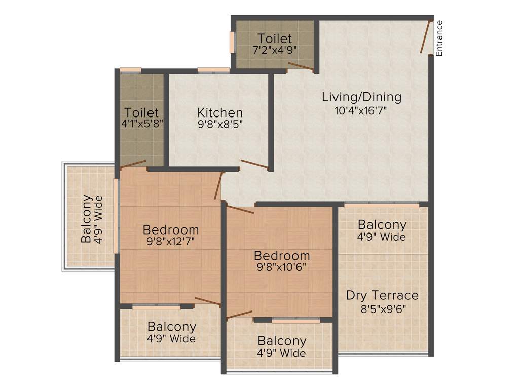 Saville Monte Da Silva Golden Treasure (2BHK+2T (1,163 sq ft) 1163 sq ft)