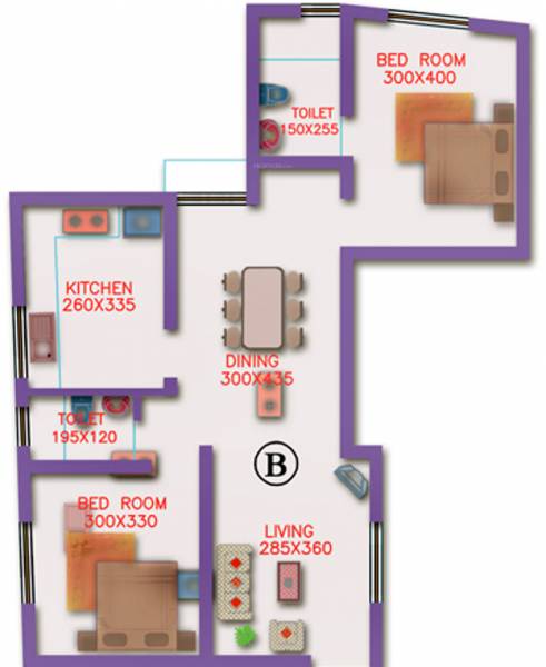 Floor Plan (2BHK+2T (908 sq ft) 908 sq ft) SRK Group Govardhan Enclave Floor Plan (2BHK+2T (908 sq ft) 908 sq ft)