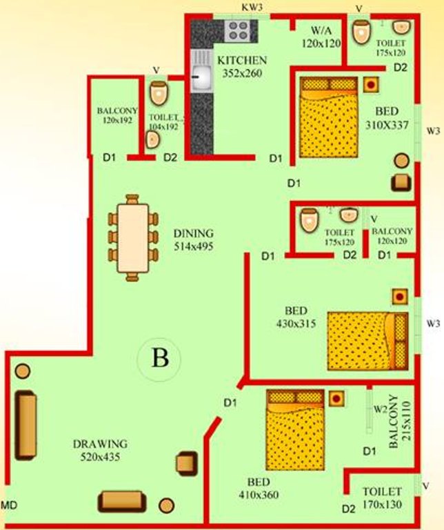 Sapthavarna Builders Sakthan Regency (3BHK+3T (1,630 sq ft) 1630 sq ft)