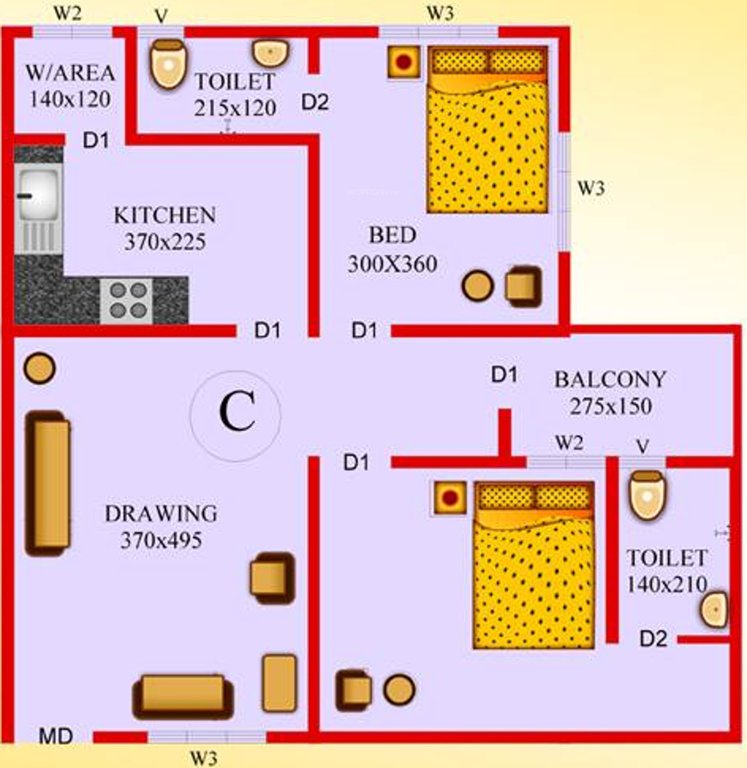 Sapthavarna Builders Sakthan Regency (2BHK+2T (1,040 sq ft) 1040 sq ft)