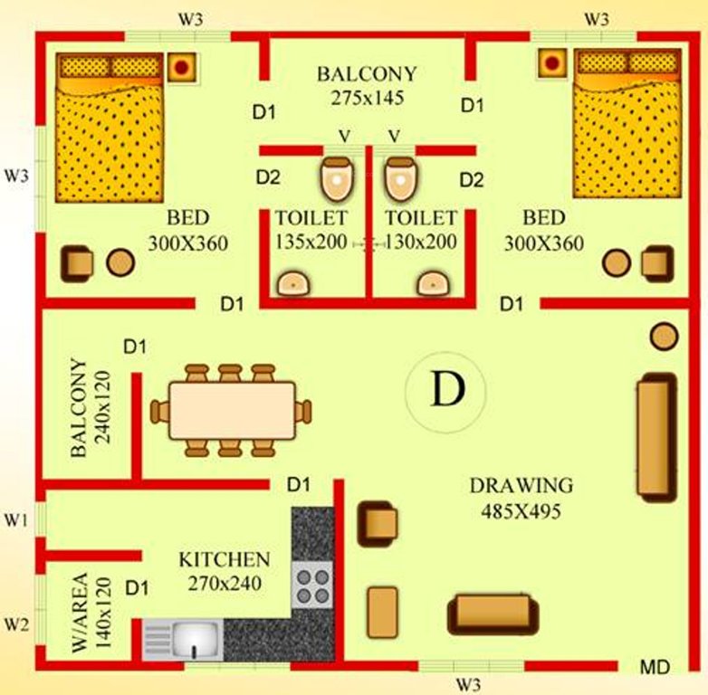 Sapthavarna Builders Sakthan Regency (2BHK+2T (1,164 sq ft) 1164 sq ft)