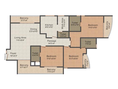 Tulsi Capitol Pointe (3BHK+3T (1,842 sq ft) 1842 sq ft)