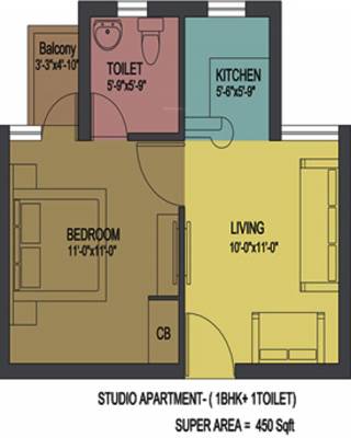 Yatharth Delhi Heights (1BHK+1T (450 sq ft) 450 sq ft)