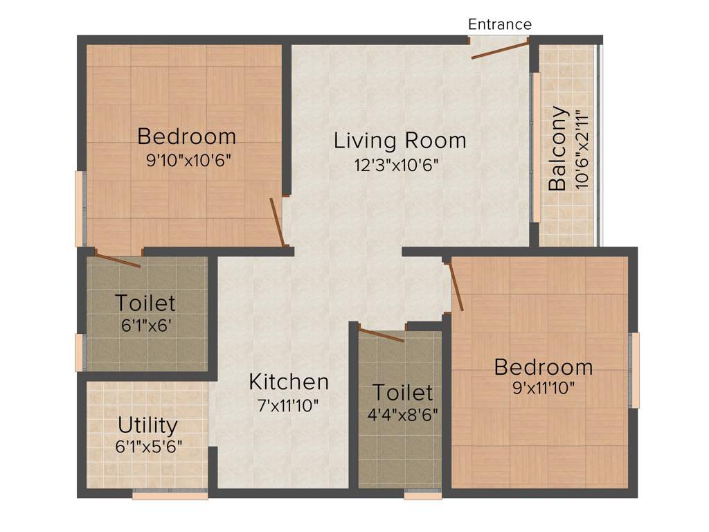 KSR Basil Apartments (2BHK+2T (814 sq ft) 814 sq ft)