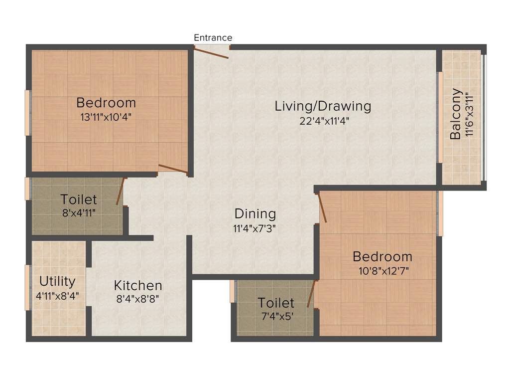 KSR Basil Apartments (2BHK+2T (1,214 sq ft) 1214 sq ft)